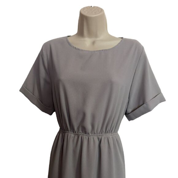 Roolee Taylor Jane Wrap Gray Wrap Minimalist Maxi Dress Size L - Picture 6 of 14